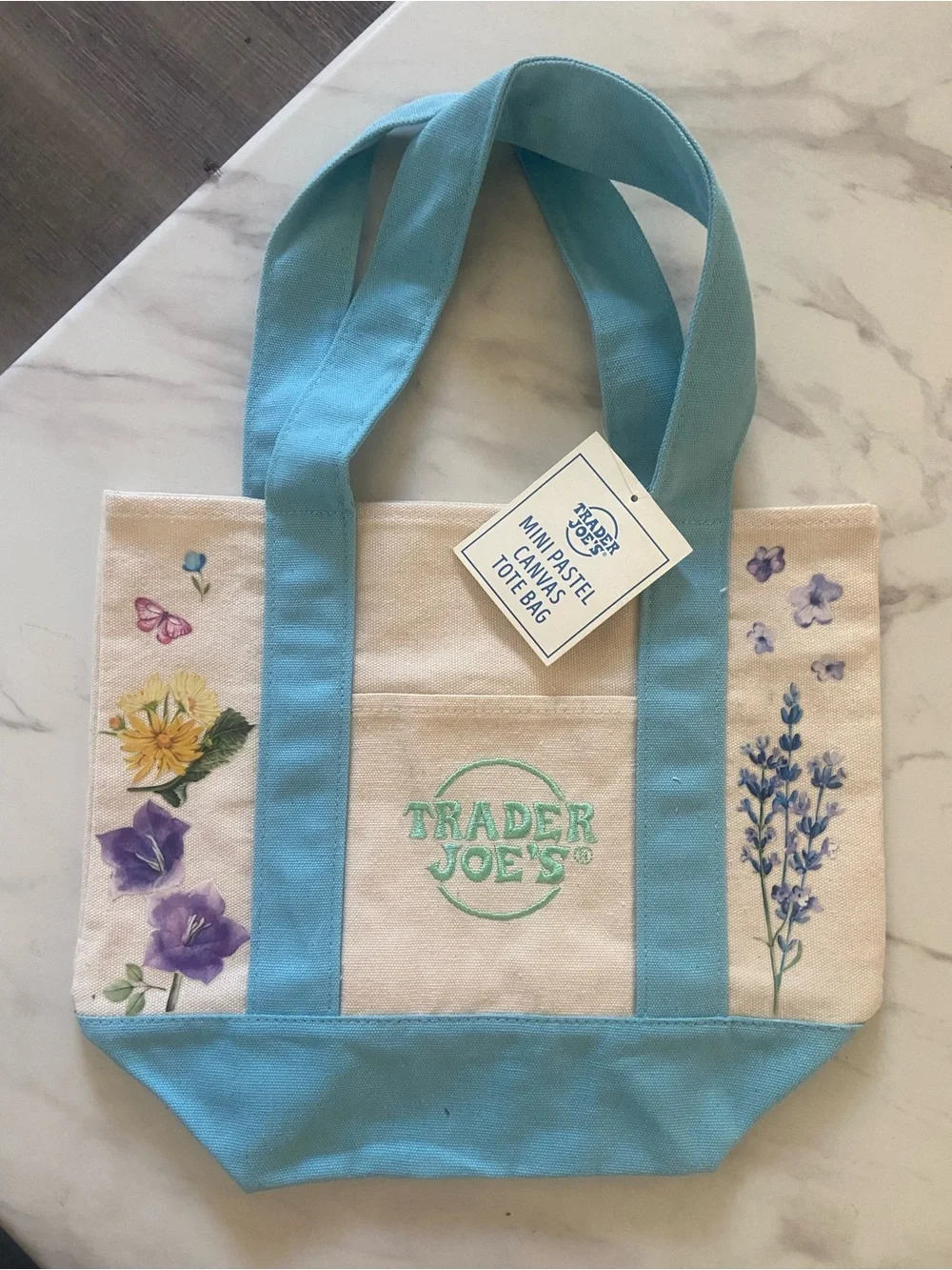 NEW! Trader Joe’s Custom Printed Pastel Mini Canvas Tote Bags